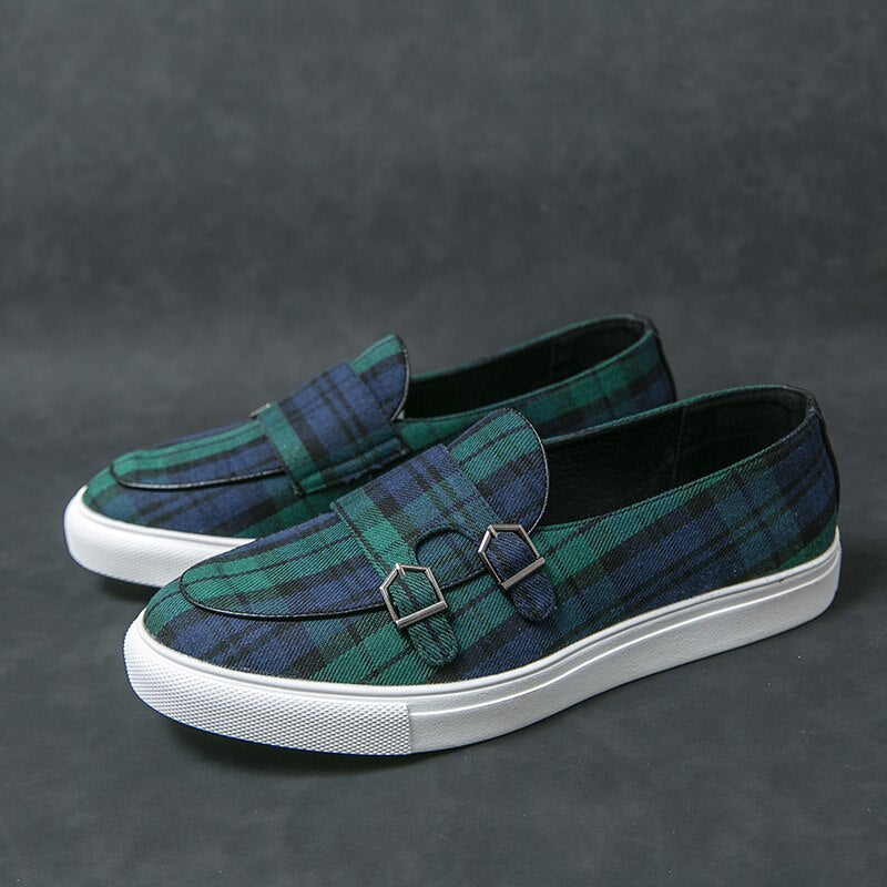 Plaid Color Classic Moccasin Loafers Men