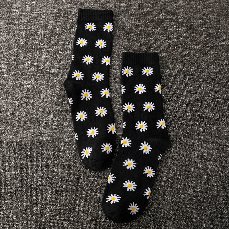 Lolita Style Women Cute Socks JK Embroidery Daisy Socks Cotton Socks Chrysanthemum Retro Ankle Socks Funny Girls Flower Sox