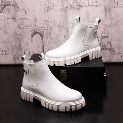 Fashion Leather Casual high top Chelsea Boots