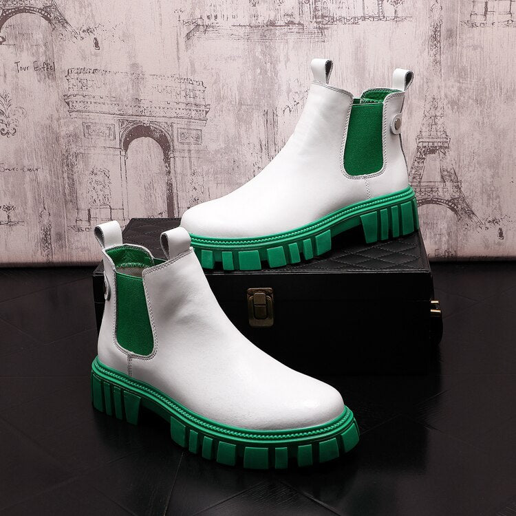 Fashion Leather Casual high top Chelsea Boots