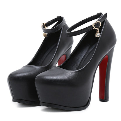 Platform Adjustable Strap Closed Toe Heeled Shoes