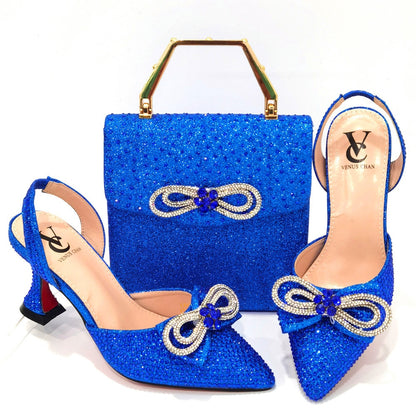 Latest Italian Design Wedding Party Shoes and Bags Set