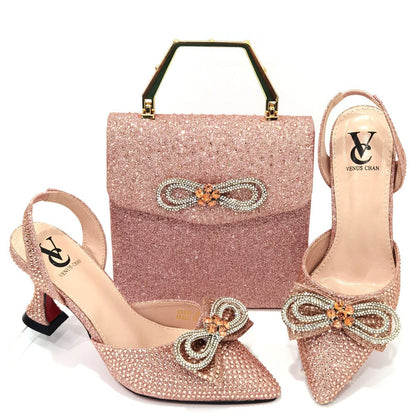 Latest Italian Design Wedding Party Shoes and Bags Set