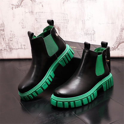 Fashion Leather Casual high top Chelsea Boots