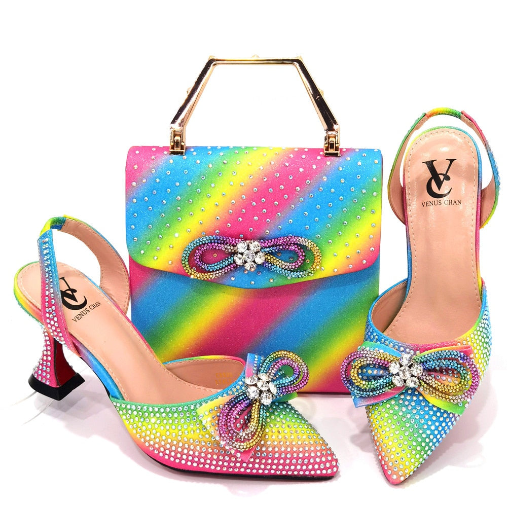 Latest Italian Design Wedding Party Shoes and Bags Set