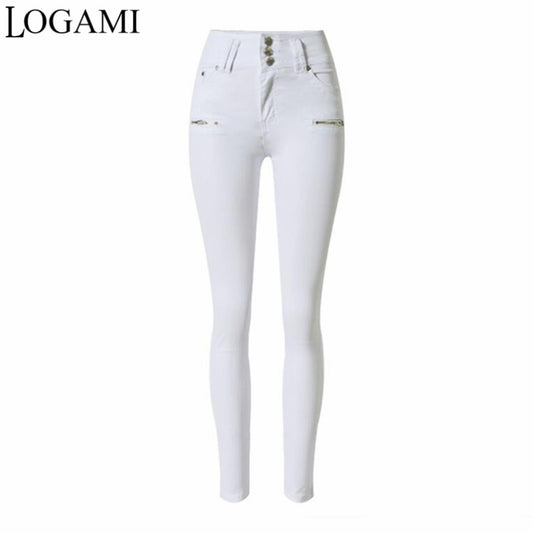 High Waist White Skinny Jeans