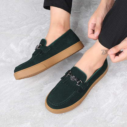 Vulcanize Solid Slip on Loafers for Men