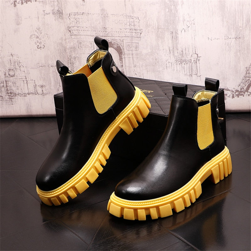 Fashion Leather Casual high top Chelsea Boots