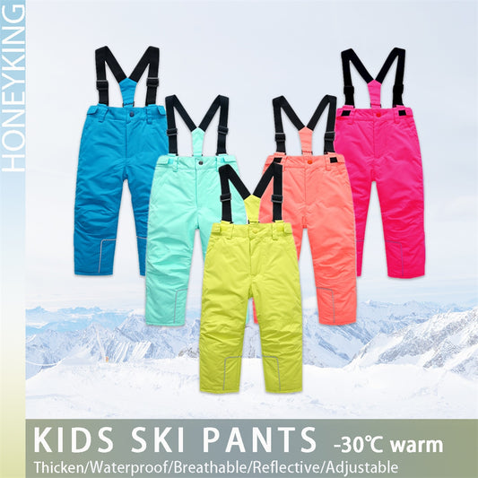 Kids Outdoor Waterproof Warm Ski Trousers Boys And Girls Snow Pants