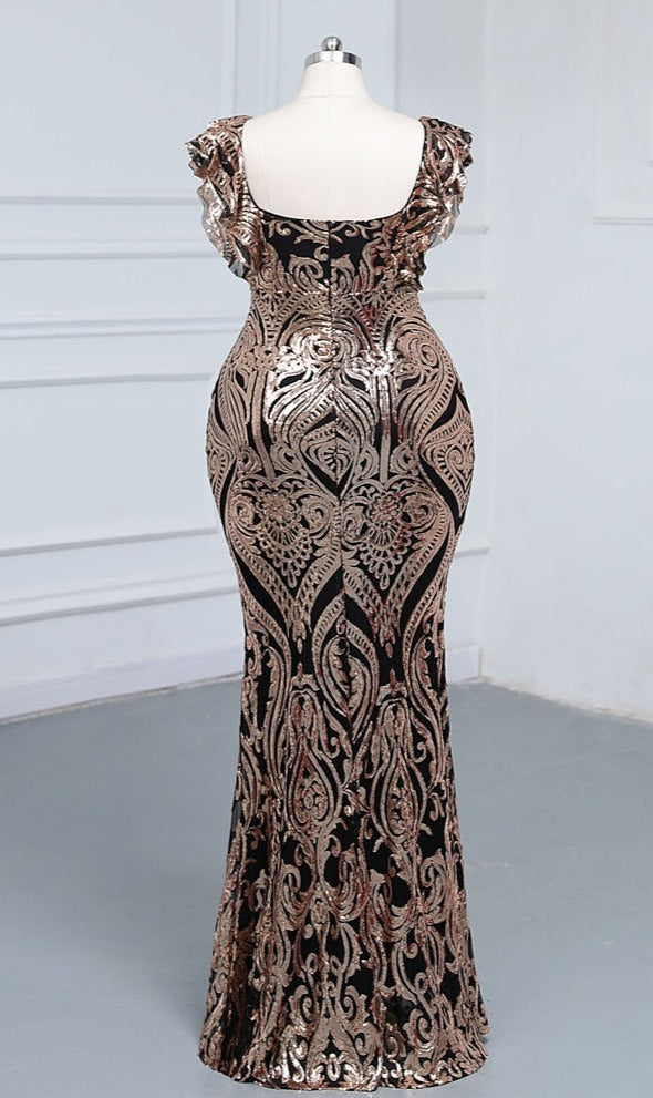 Plus size Elegant sequin pattern style Evening dress