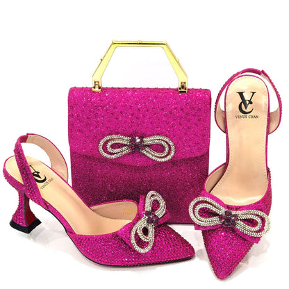 Latest Italian Design Wedding Party Shoes and Bags Set