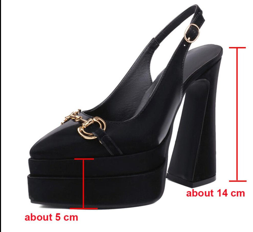 Platform Flared Heels Elegant Design  Pumps