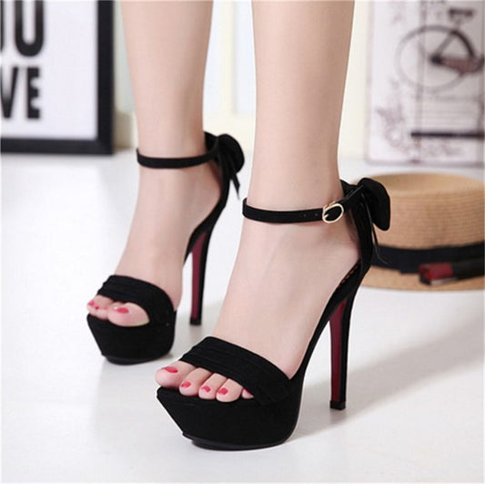 Sexy Women 12cm High Heels 3.5cm Red Bottom Platform Black Sandal