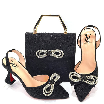 Latest Italian Design Wedding Party Shoes and Bags Set