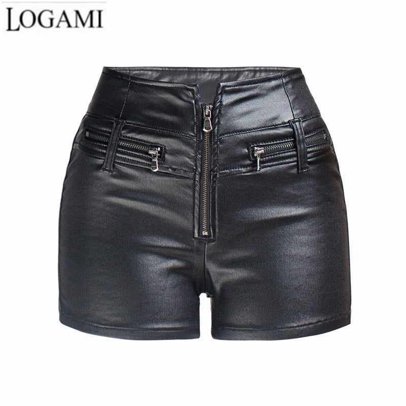 High Waist Pu Leather Shorts