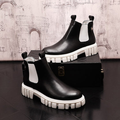 Fashion Leather Casual high top Chelsea Boots