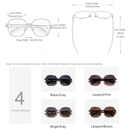 Retro Double Ring Design Gradient Square Sun Glasses