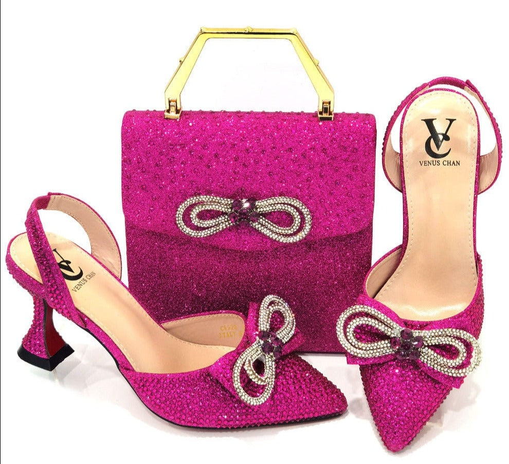 Latest Italian Design Wedding Party Shoes and Bags Set