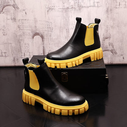 Fashion Leather Casual high top Chelsea Boots