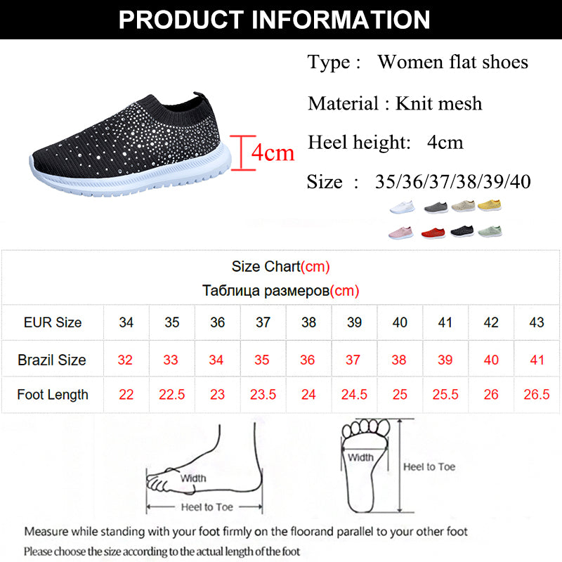 Rimocy Crystal Breathable Mesh Sneaker Shoes (Plus Size 43)