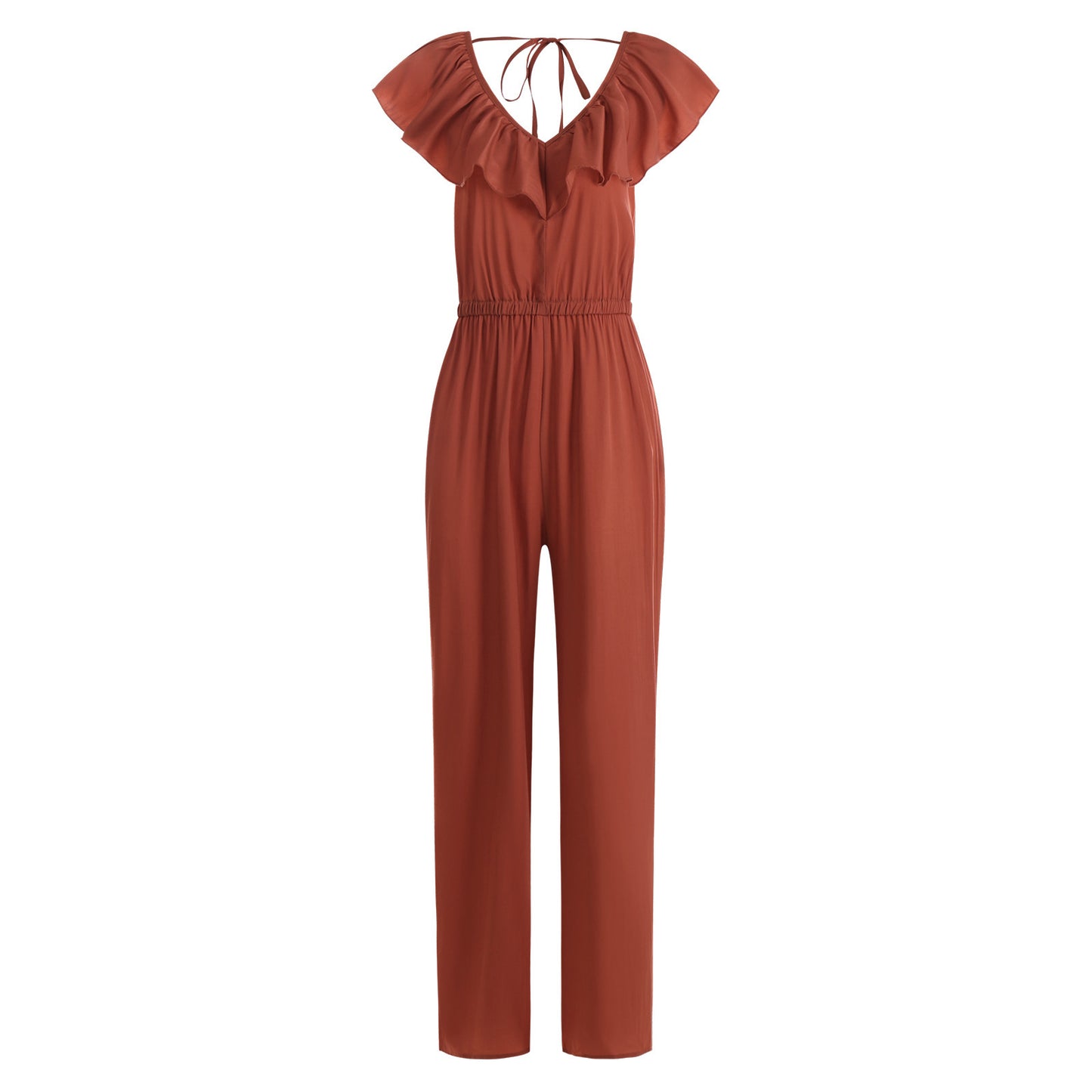 Women's Solid Color Open Back Off Shoulder Casual Jumpsuit